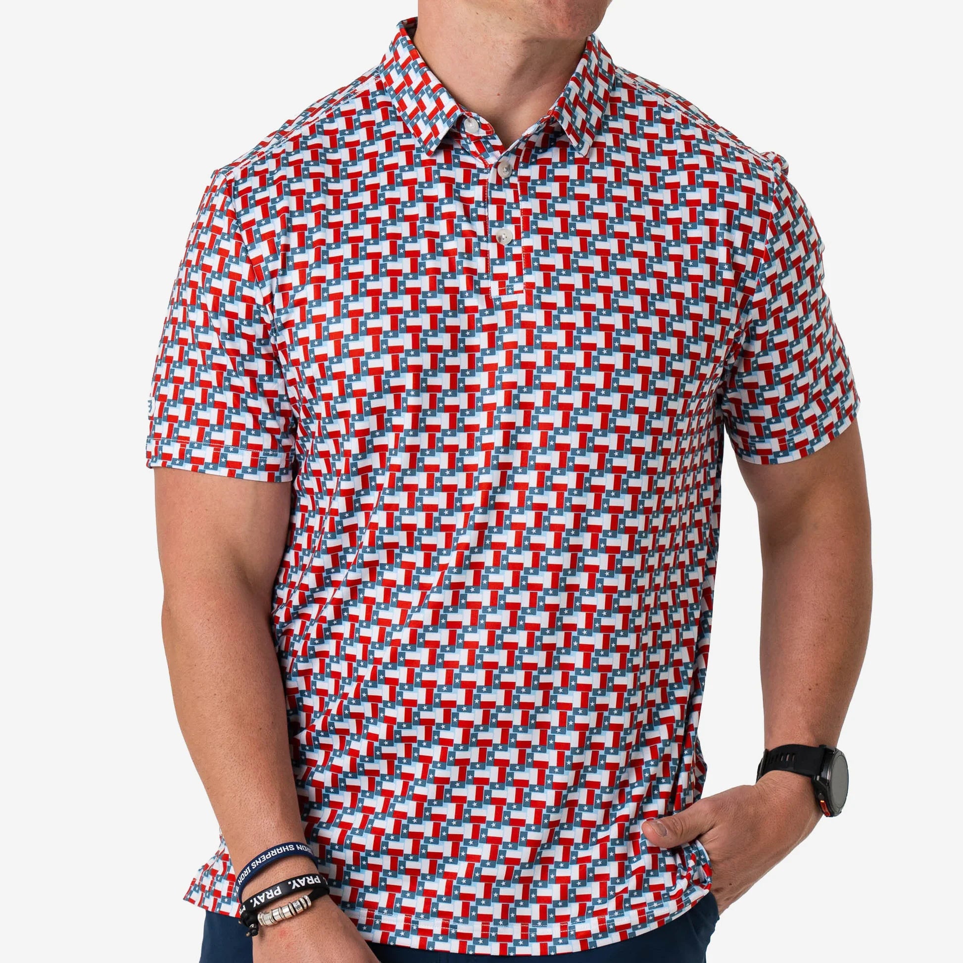 BURLEBO Performance Polo - Texas Flag