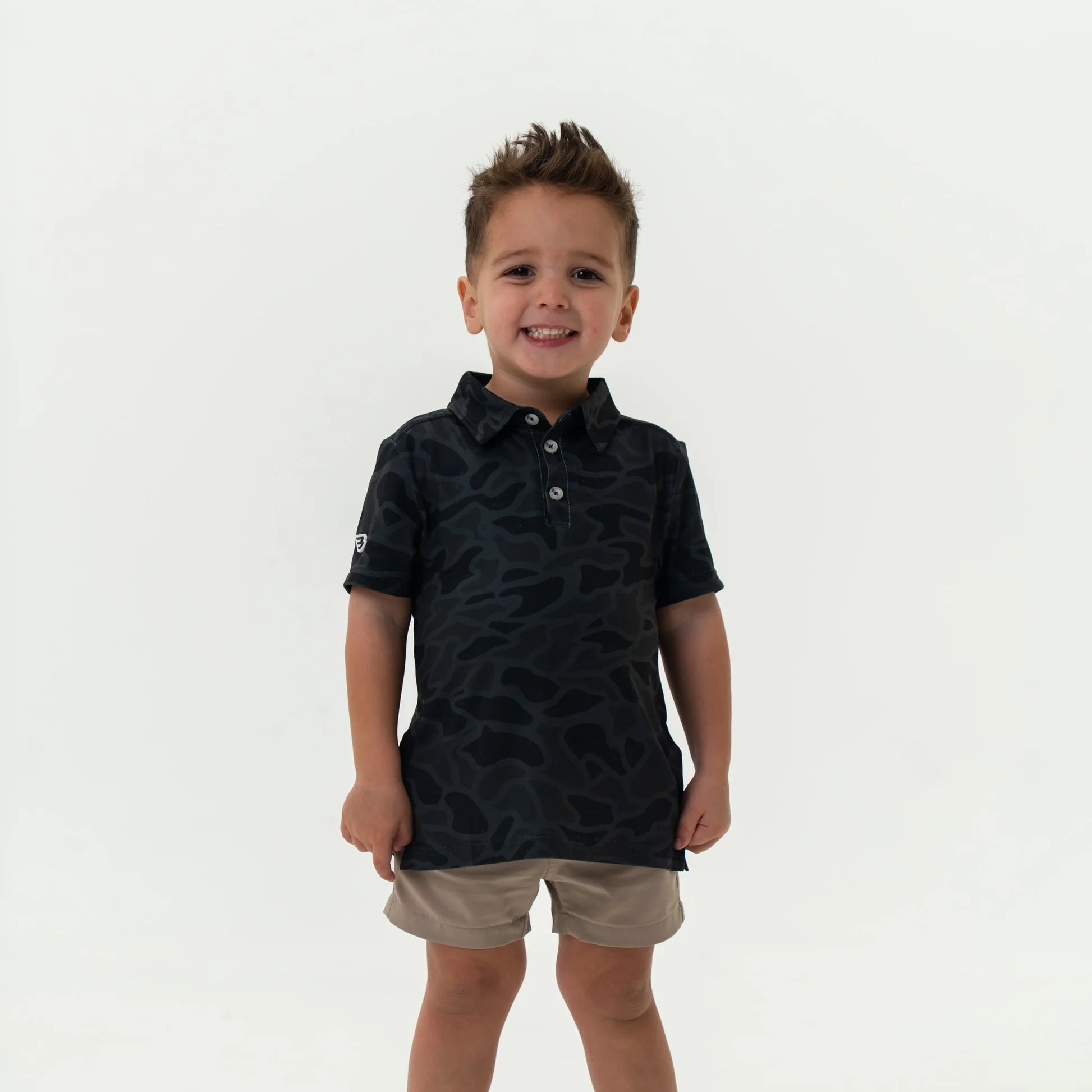 BURLEBO Youth Performance Polo - Black Camo
