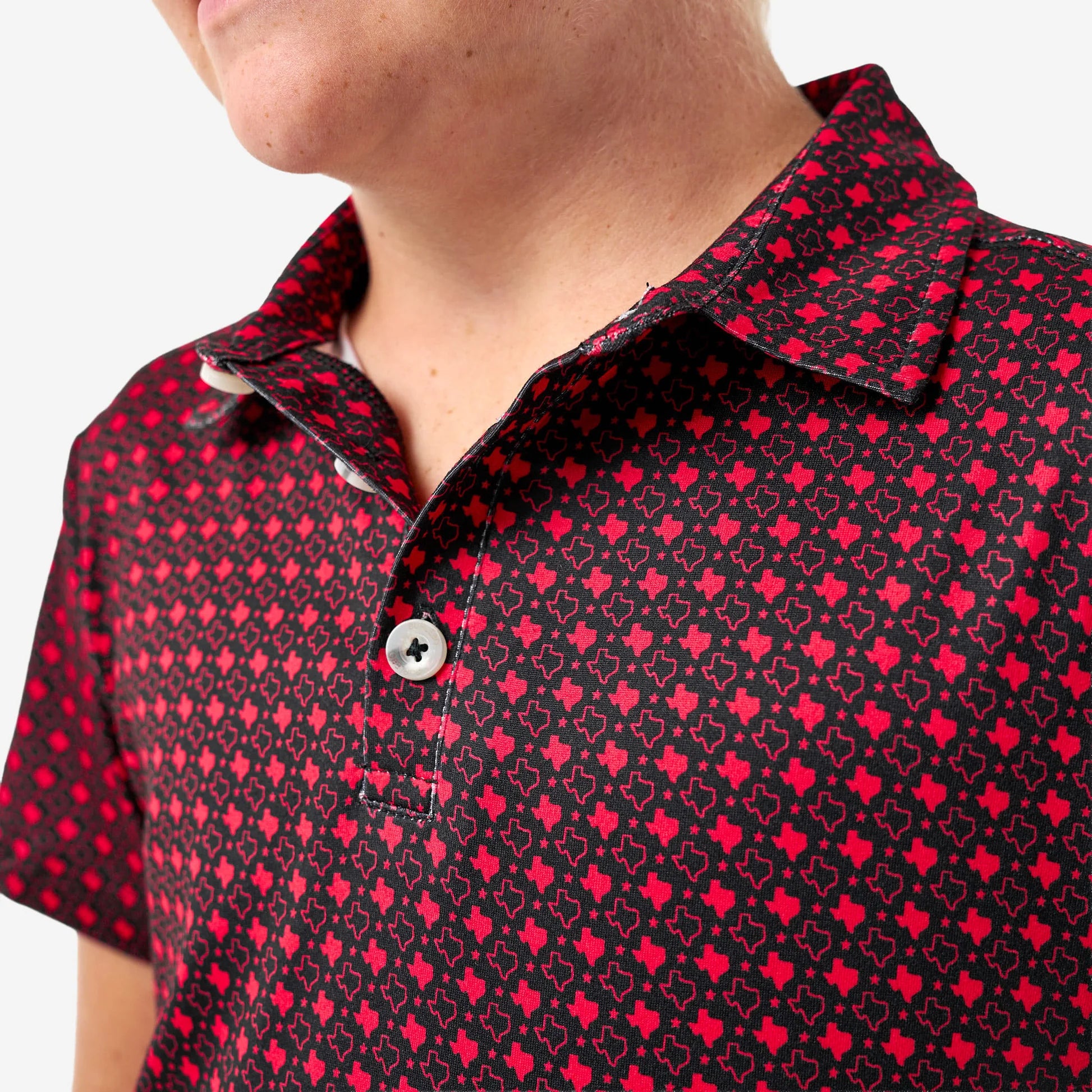 BURLEBO Youth Performance Polo - Texas - Black & Red