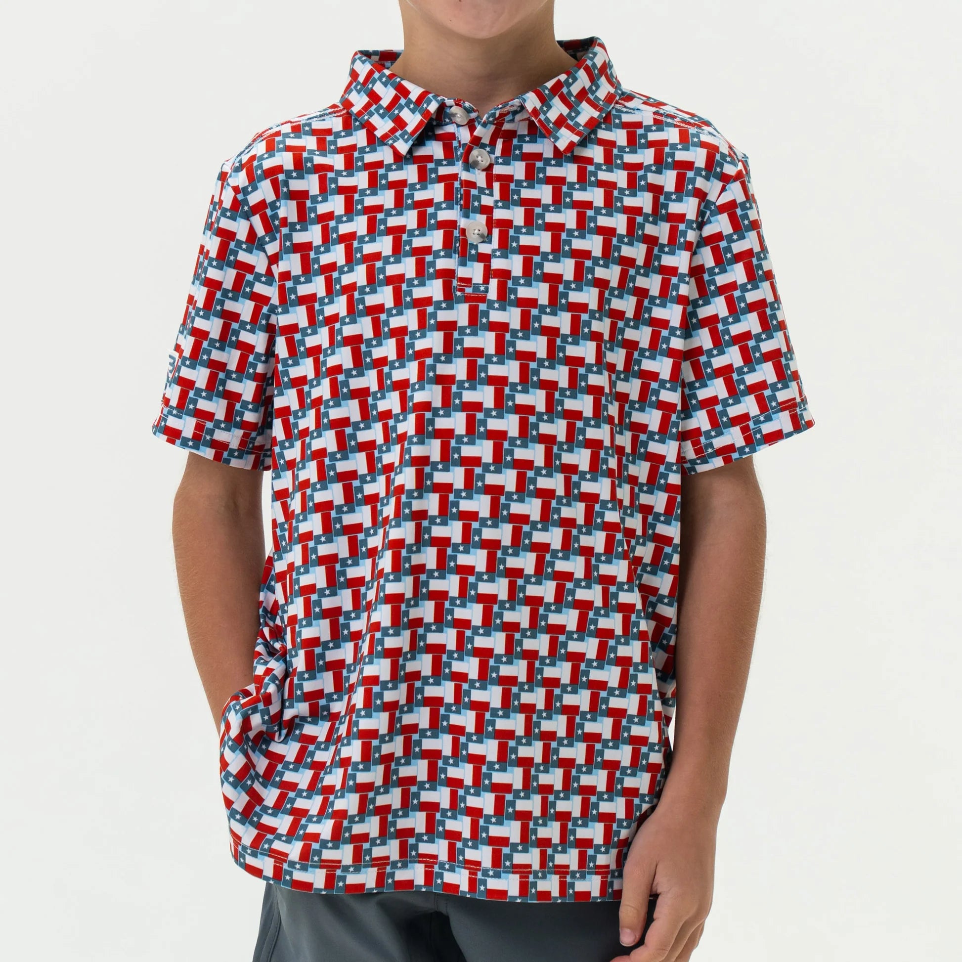 BURLEBO Youth Performance Polo - Texas Flag