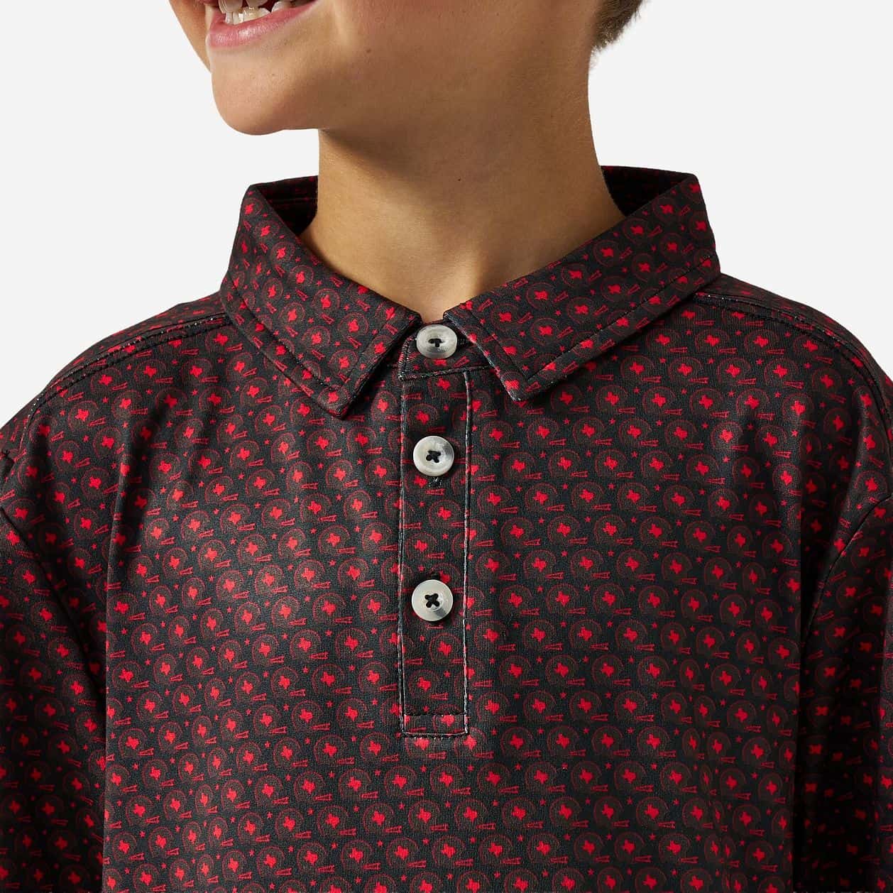 BURLEBO Youth Performance Polo - Vintage Helmets - Black & Red