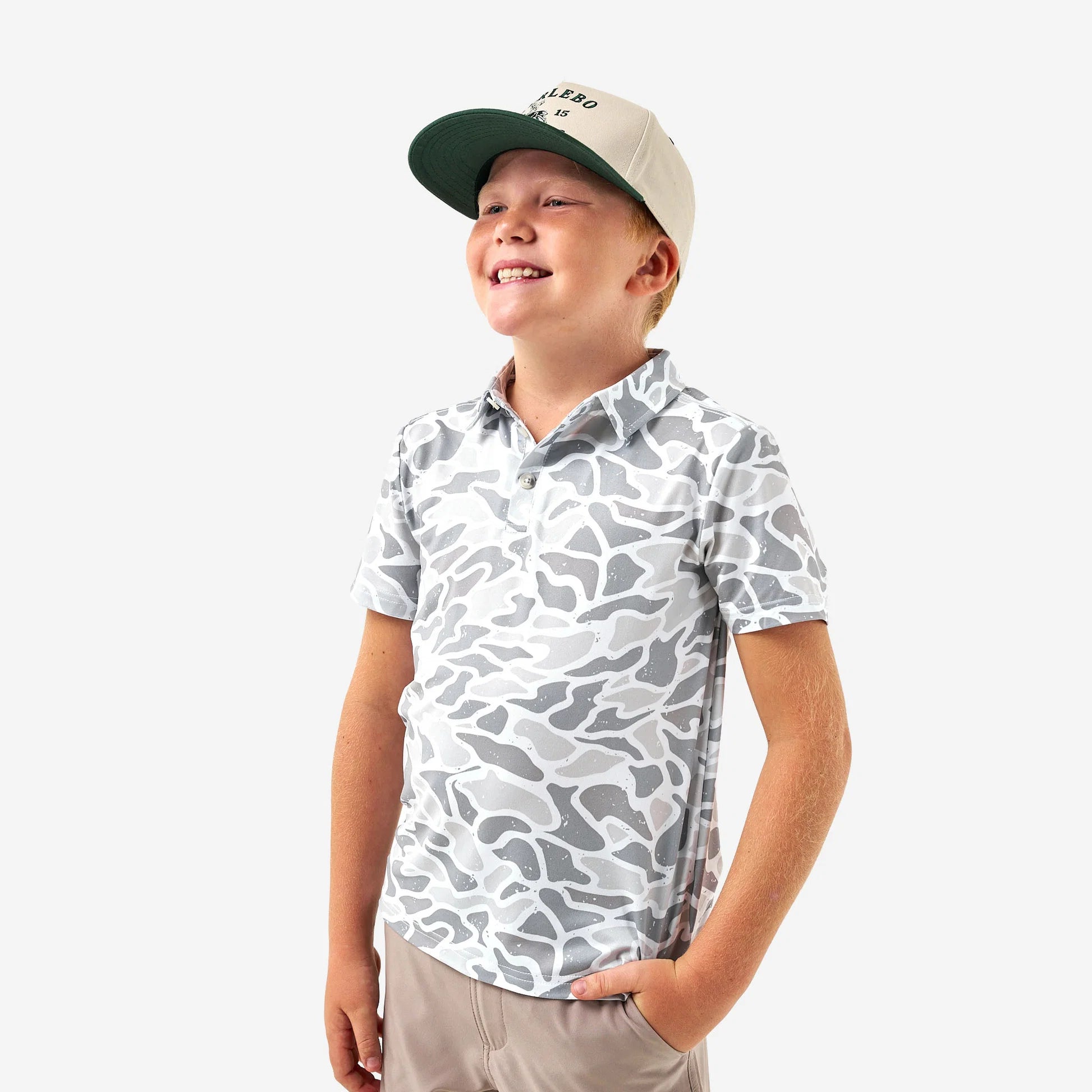 BURLEBO Youth Performance Polo - White Camo
